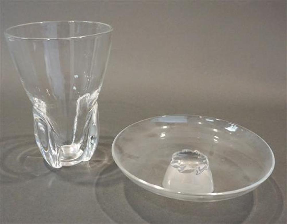 STEUBEN CLEAR CRYSTAL VASE AND