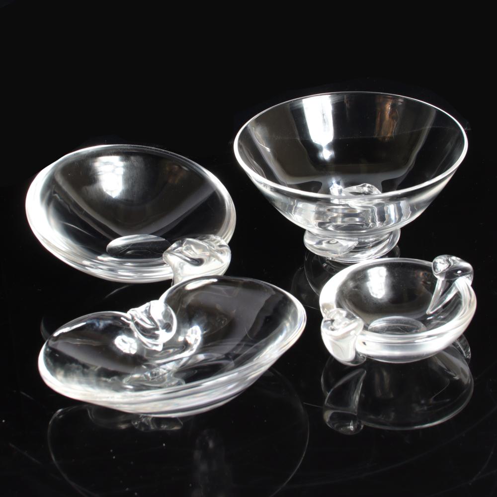 STEUBEN CLEAR GLASS 4PC BOWL GROUP: