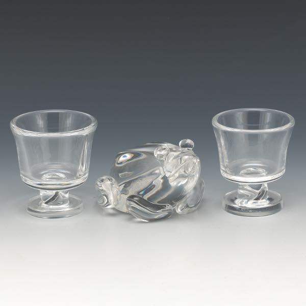 STEUBEN CLEAR GLASS FROG MASCOT AND