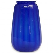 STEUBEN COBALT BLUE RIBBED VAS