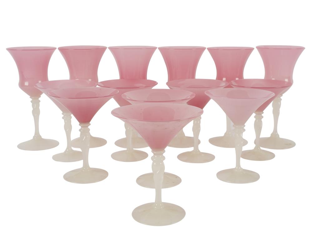 STEUBEN COLORED GLASS STEMWARE