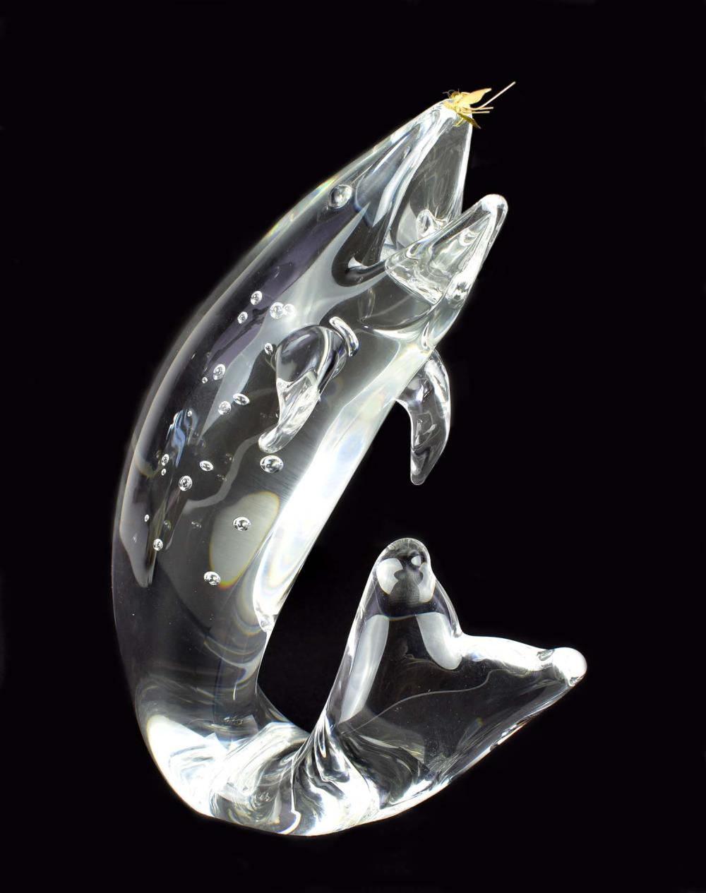 STEUBEN COLORLESS GLASS AND GOLD