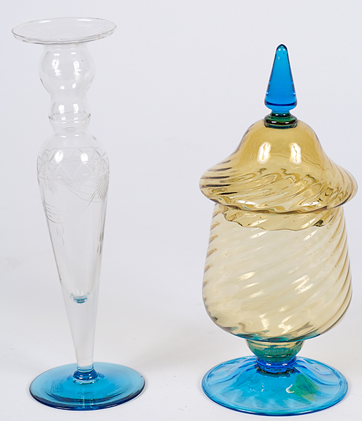 Steuben Covered Jar and Candlestick