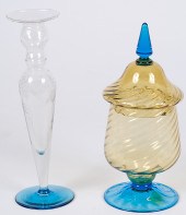 Steuben Covered Jar and Candle