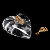 STEUBEN CRYSTAL AND 18K GOLD H