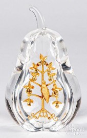 STEUBEN CRYSTAL AND 18K PARTRI