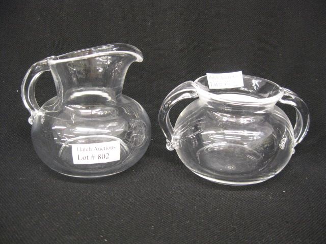 Steuben Crystal Creamer & Sugar 3''