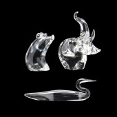 STEUBEN CRYSTAL ELEPHANT, PIG