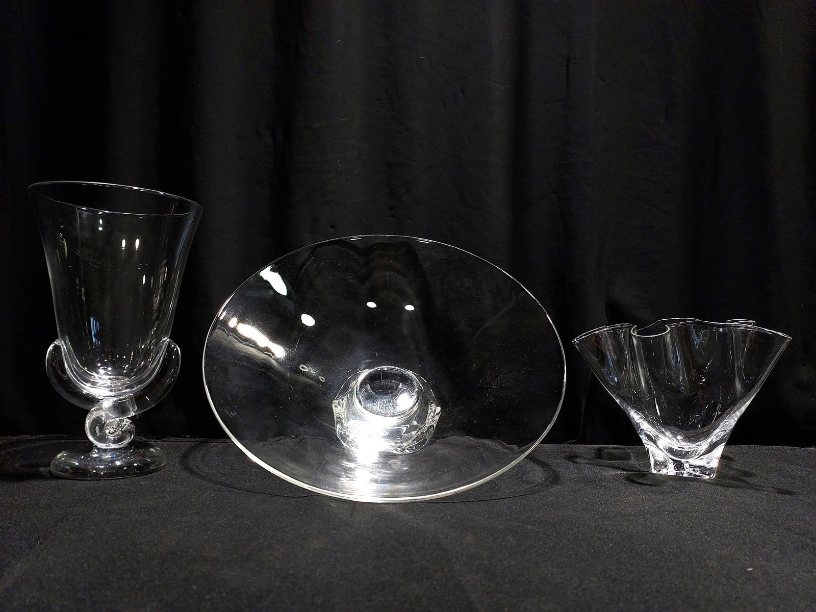 STEUBEN CRYSTAL: FOOTED BOWL, VASE,