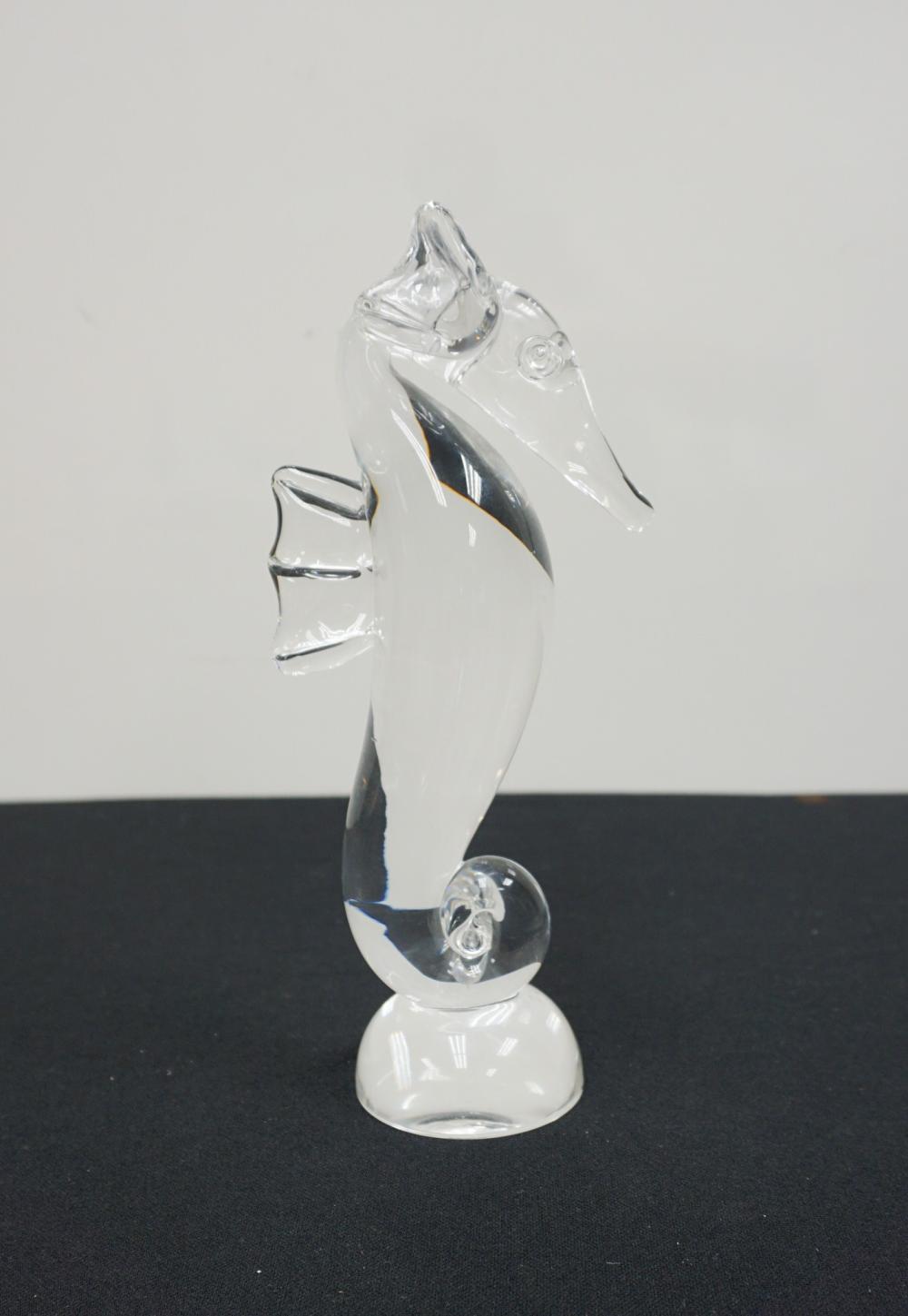 STEUBEN CRYSTAL SEAHORSE, H: 9