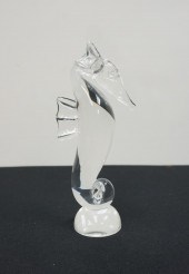 STEUBEN CRYSTAL SEAHORSE, H: 9