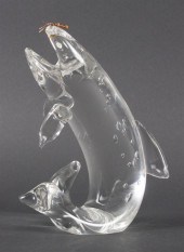Steuben crystal trout figure b