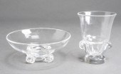 STEUBEN CRYSTAL VASE AND FOOTE