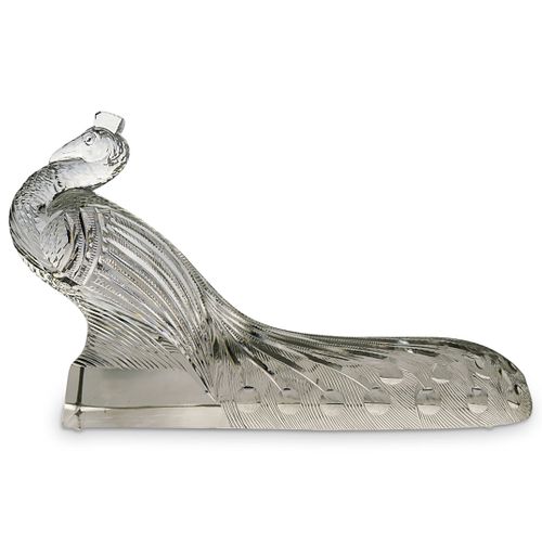 STEUBEN CUT COLORLESS PEACOCK TABLE