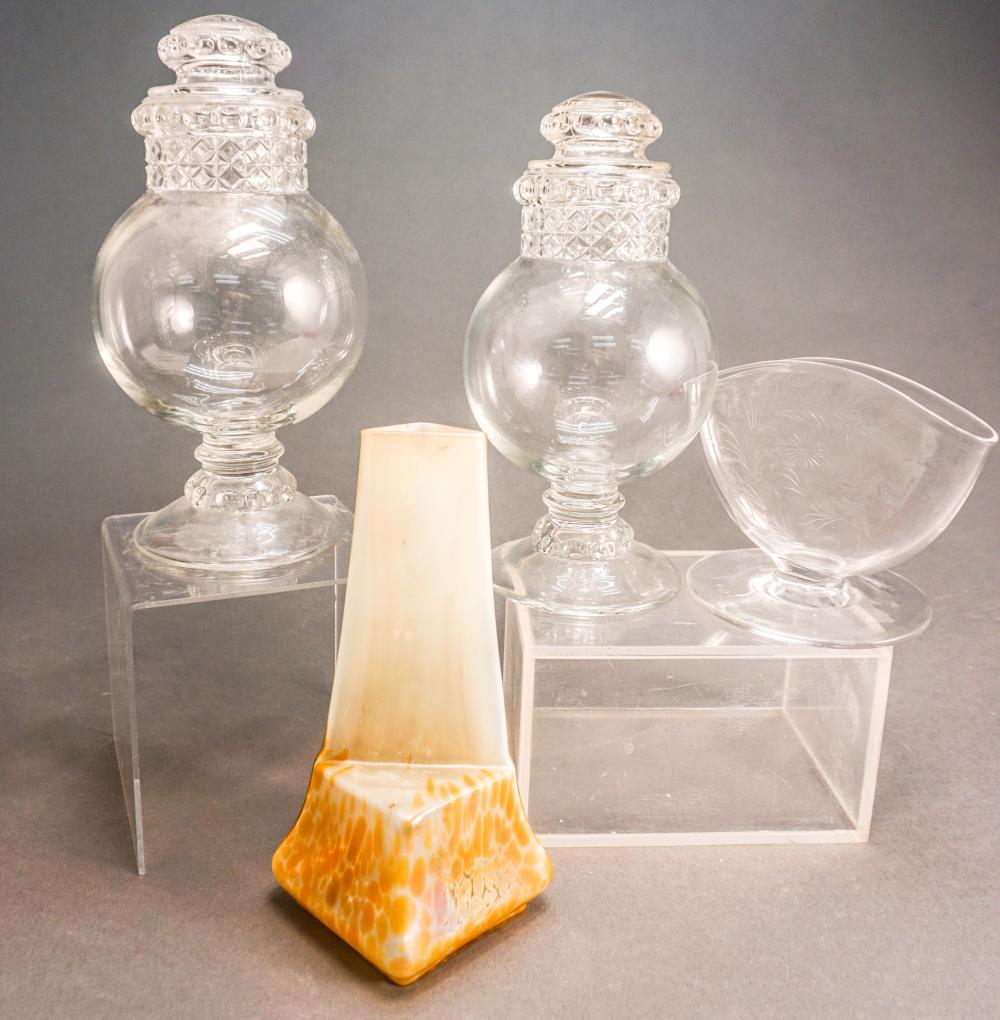 STEUBEN CUT GLASS FAN SHAPE VASE, A