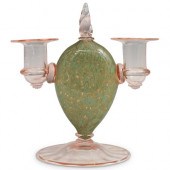 STEUBEN DOUBLE CANDLESTICKDESC