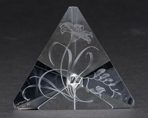 STEUBEN ENGRAVED GLASS PRISM DAY