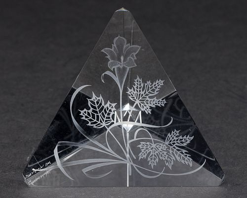 STEUBEN ENGRAVED GLASS PRISM