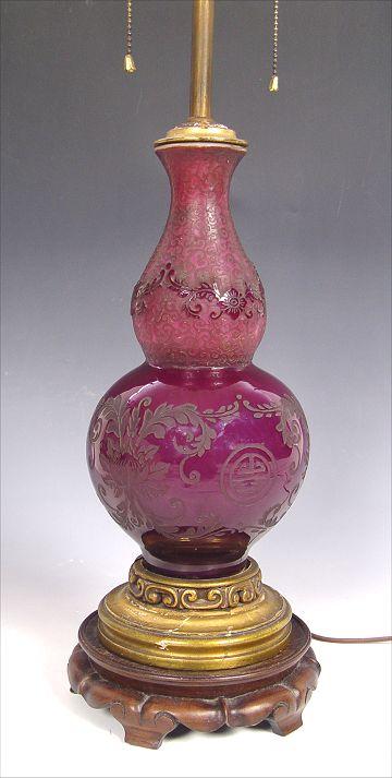 STEUBEN ETCHED PLUM JADE DOUBLE