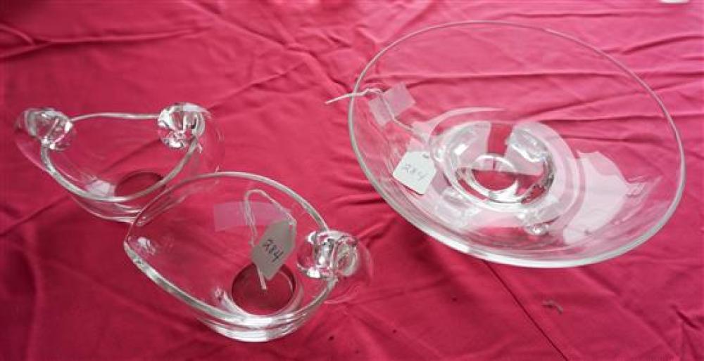 STEUBEN FOOTED BOWLS, SUGAR,