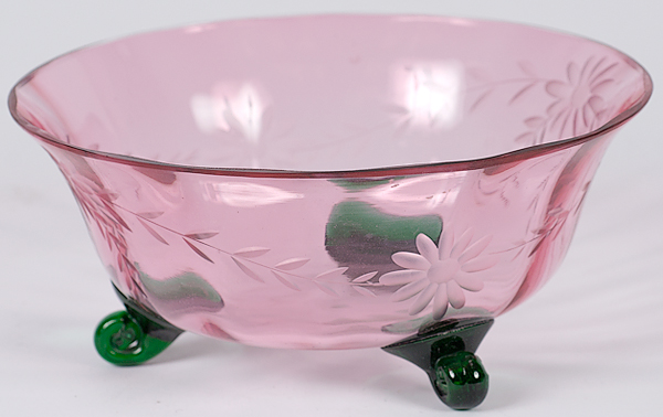 Steuben Footed Etched Bowl American