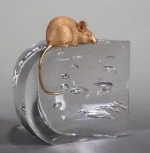 STEUBEN GLASS AND 18 KT. GOLD