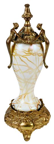 STEUBEN GLASS AND GILT METAL