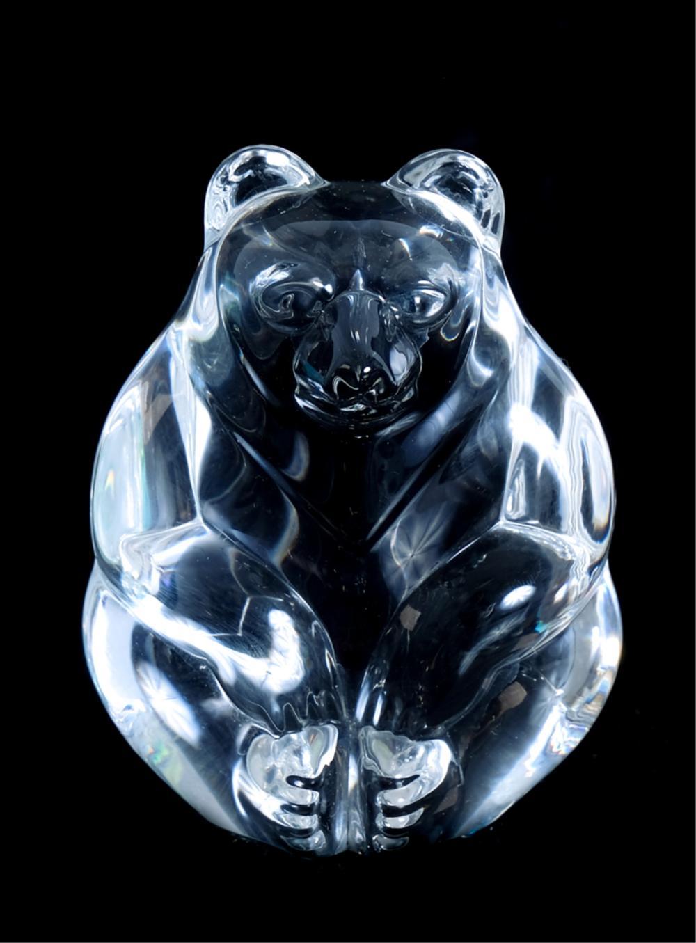 STEUBEN GLASS BEAR HAND COOLER