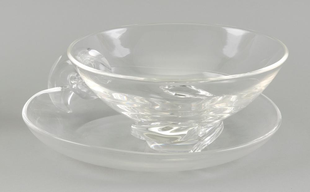 STEUBEN GLASS BOWL AND A GLASS