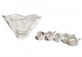 STEUBEN GLASS BOWL AND FIVE ST