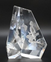 STEUBEN GLASS, BOY AND BUTTERF