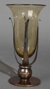 STEUBEN GLASS BUD VASE WITH RO