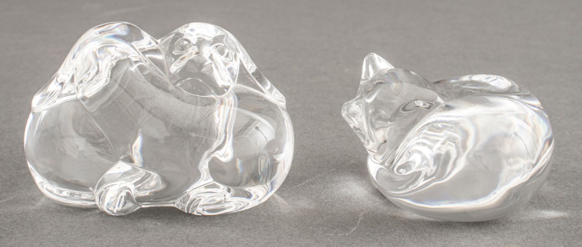 STEUBEN GLASS CATS & DOGS, 2 Two