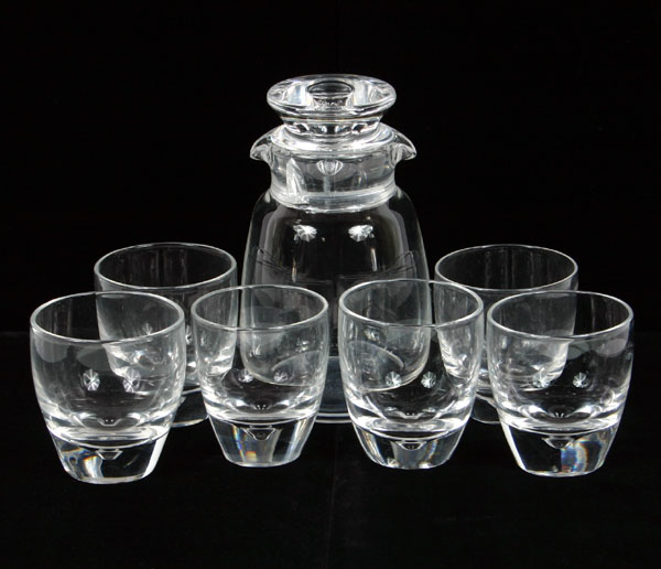 Steuben glass cocktail set;