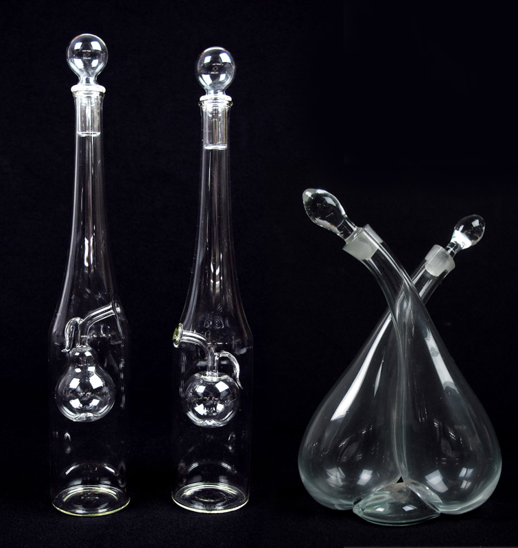 STEUBEN GLASS CRUETS SOLD WITH