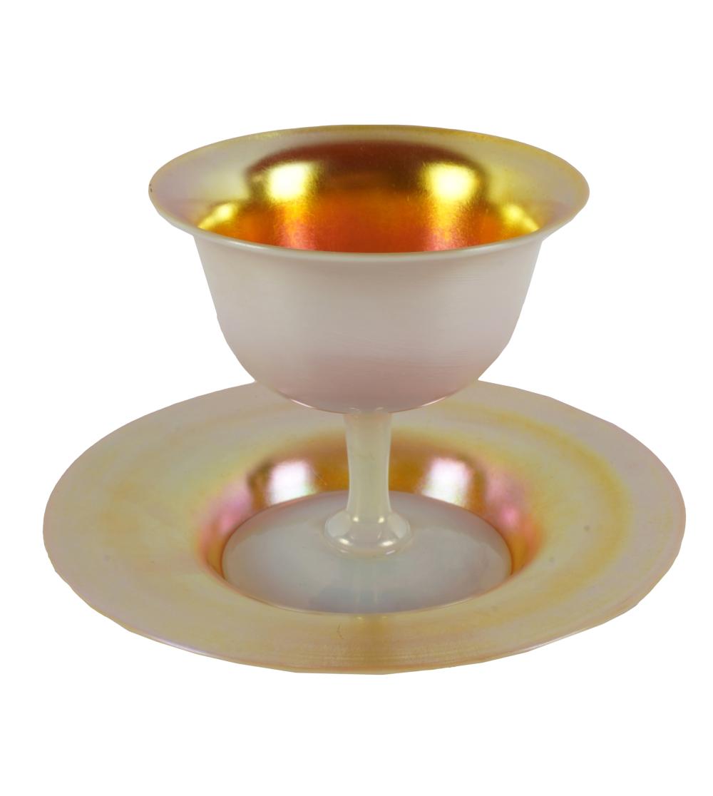 STEUBEN GLASS CUP & SAUCERunsigned;