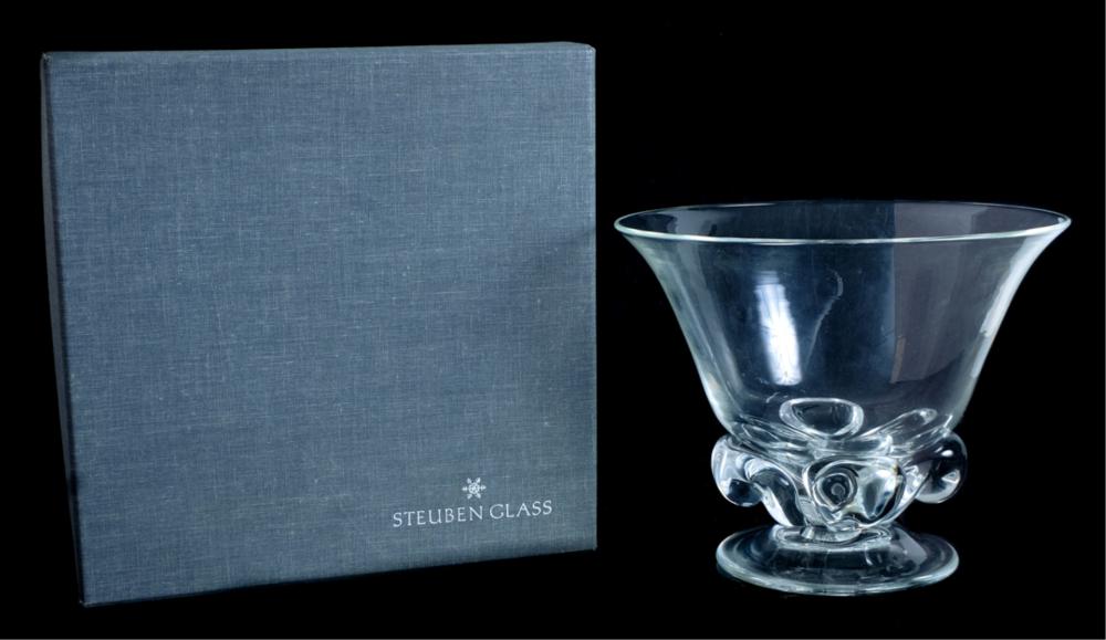 STEUBEN GLASS FOLIATED BOWL BY