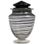 STEUBEN GLASS JAR WITH REEDING