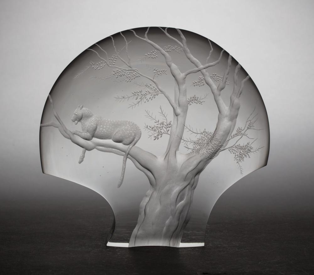 STEUBEN GLASS "LEOPARD IN