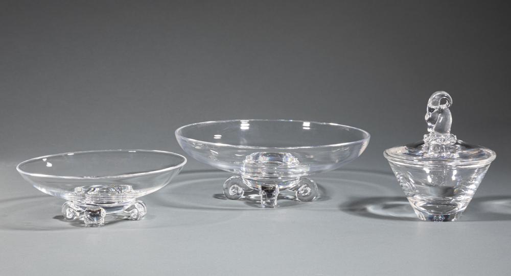 STEUBEN GLASS LOW FOOTED BOWLS &