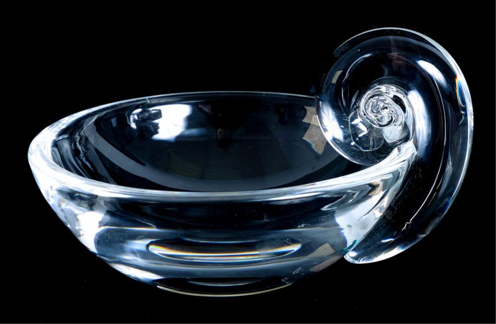 STEUBEN GLASS OLIVE DISH BY JOHN