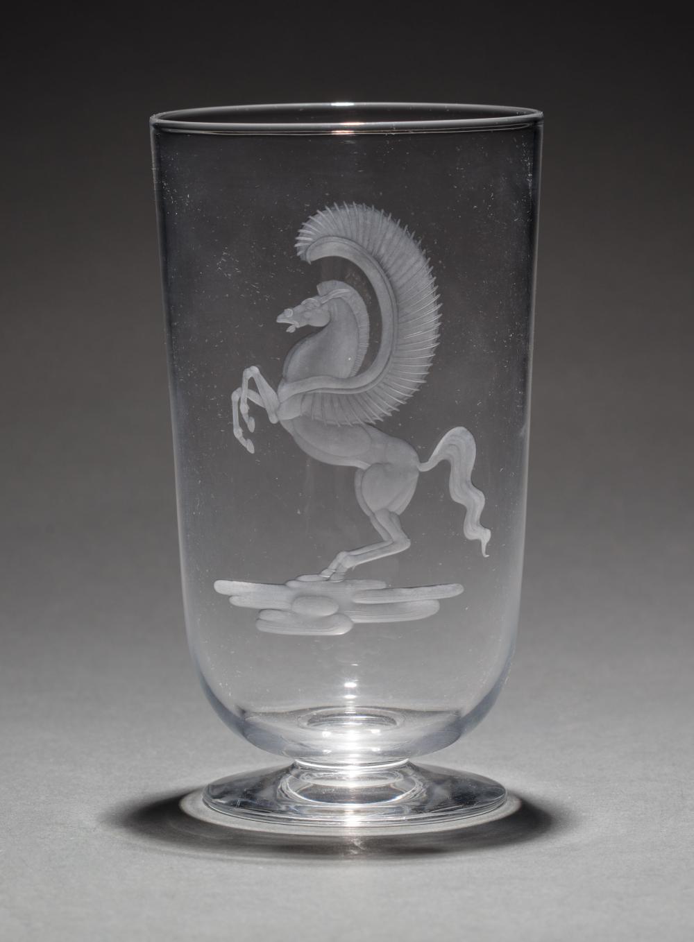 STEUBEN GLASS "PEGASUS" VASE,