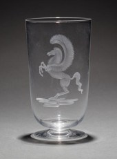 STEUBEN GLASS "PEGASUS" VASE,