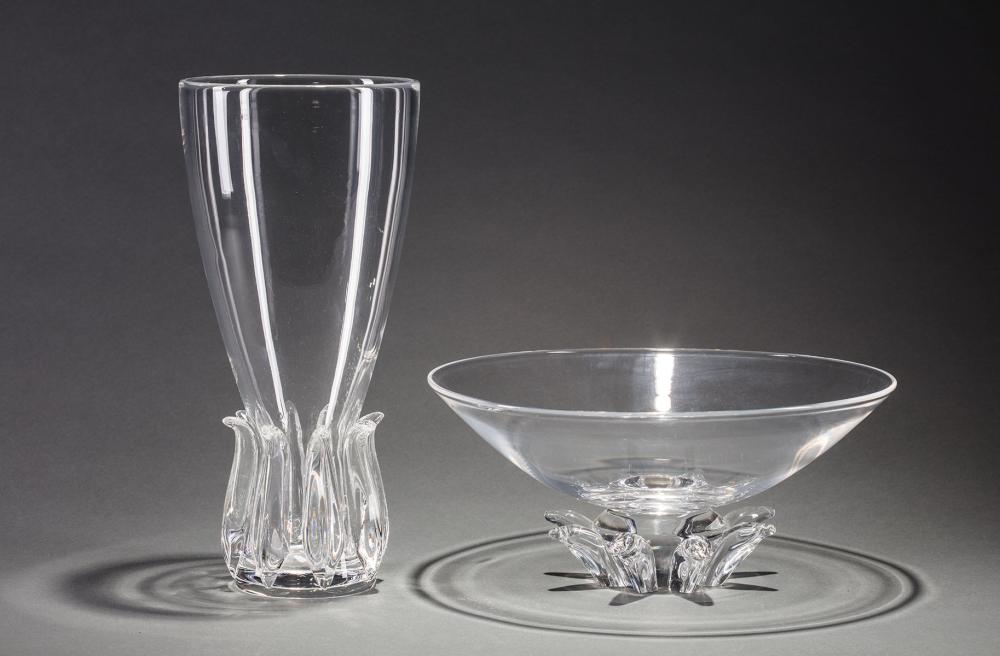 STEUBEN GLASS "PEONY" BOWL AND A