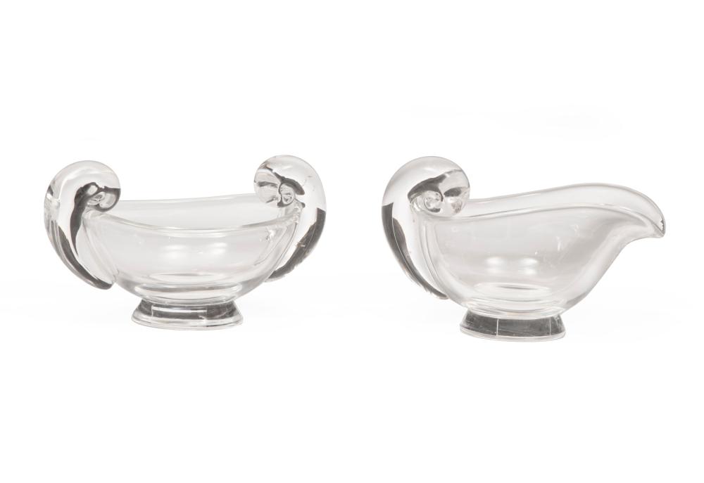 STEUBEN GLASS SUGAR BOWL AND