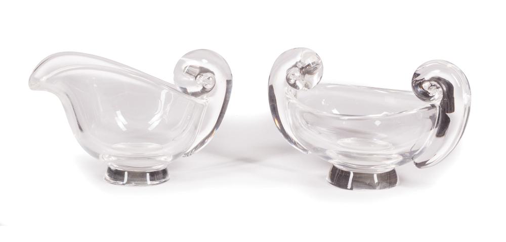 STEUBEN GLASS SUGAR BOWL AND