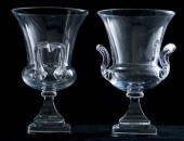 STEUBEN GLASS URN VASES, PAIRP