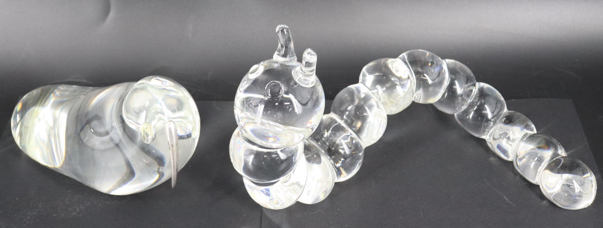 STEUBEN GLASS WALRUS & CATERPILLAR.
