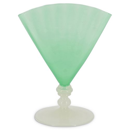 STEUBEN GREEN ALABASTER FAN
