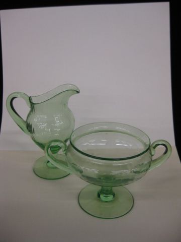 Steuben Green Art Glass Creamer &